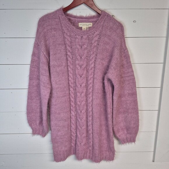 saltwater LUXE Dresses & Skirts - Saltwater Luxe Macy Sweater Dress Womens Lavender Cable Knit Sweater M